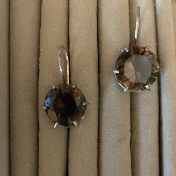 Yam 925 Israel Smokey Quartz Earrings - Picture 3 of 6